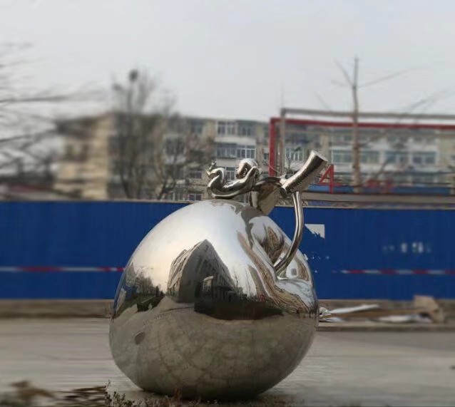 Mirror Stainless Steel Apple Sculpture