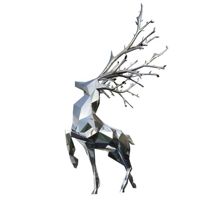 Geometric Stainless Steel Deer Sculpture