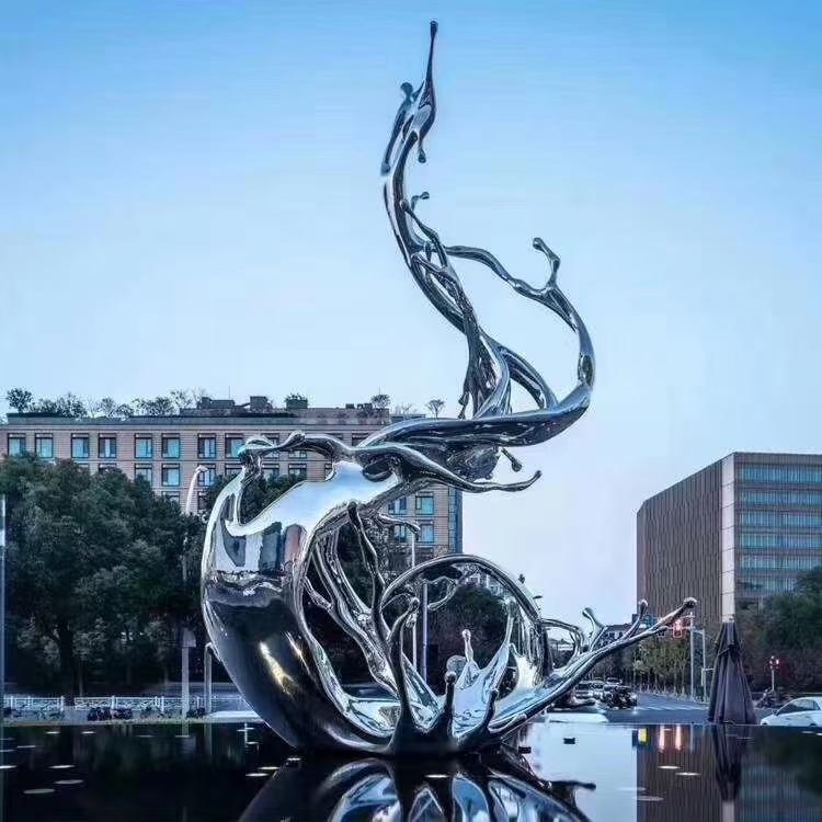 Mirror Stainless Steel Wave Sculpture